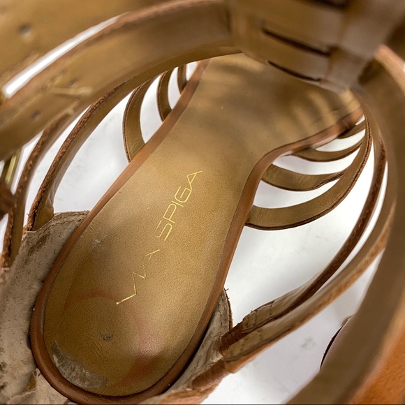 Via Spiga Cognac Leather Gladiator Heels - Picture 12 of 13